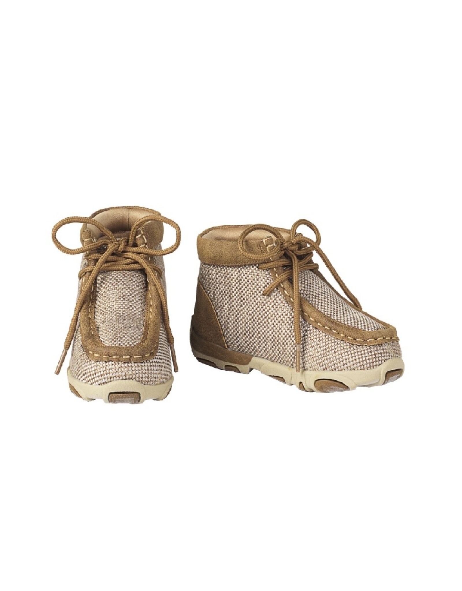 Kids Ezra Western Casual Driving Moccasin Shoe Tan Tweed