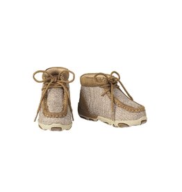 Kids Ezra Western Casual Driving Moccasin Shoe Tan Tweed