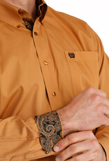 Cinch Mens Cinch Long Sleeve Solid Gold Western Button Arena Shirt