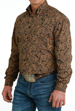 Cinch Mens Cinch Long Sleeve Black Gold Paisley Western Button Arena Shirt