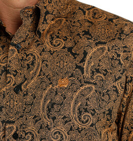 Cinch Mens Cinch Long Sleeve Black Gold Paisley Western Button Arena Shirt