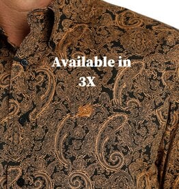 Cinch Mens Cinch Long Sleeve Black Gold Paisley Western Button Arena Shirt