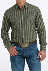 Cinch Mens Cinch Long Sleeve Olive Modern Fit Western Retro Snap Shirt