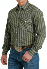 Cinch Mens Cinch Long Sleeve Olive Modern Fit Western Retro Snap Shirt