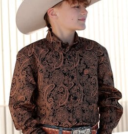 Cinch Boys Cinch Black Gold Paisley Long Sleeve Button Western Shirt