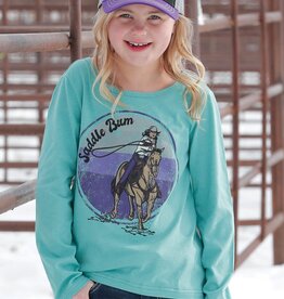 Girls Cruel Girl Turquoise Saddle Bum Horse Screen Print Long Sleeve Shirt