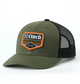 Cinch Mens Cinch Logo Patch Olive and Black Mesh Snapback Trucker Ball Cap