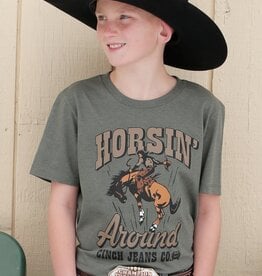 Cinch Boys Cinch Horsin Around Olive Short Sleeve T Shirt