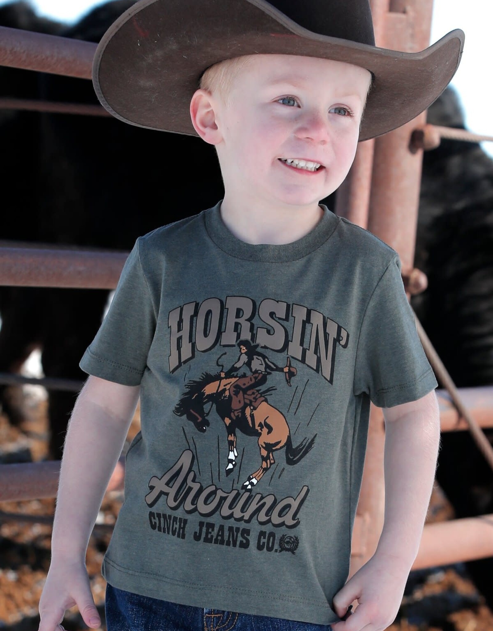 Cinch Toddler Boys Cinch Olive Horsin Around Short Sleeve T Shirt