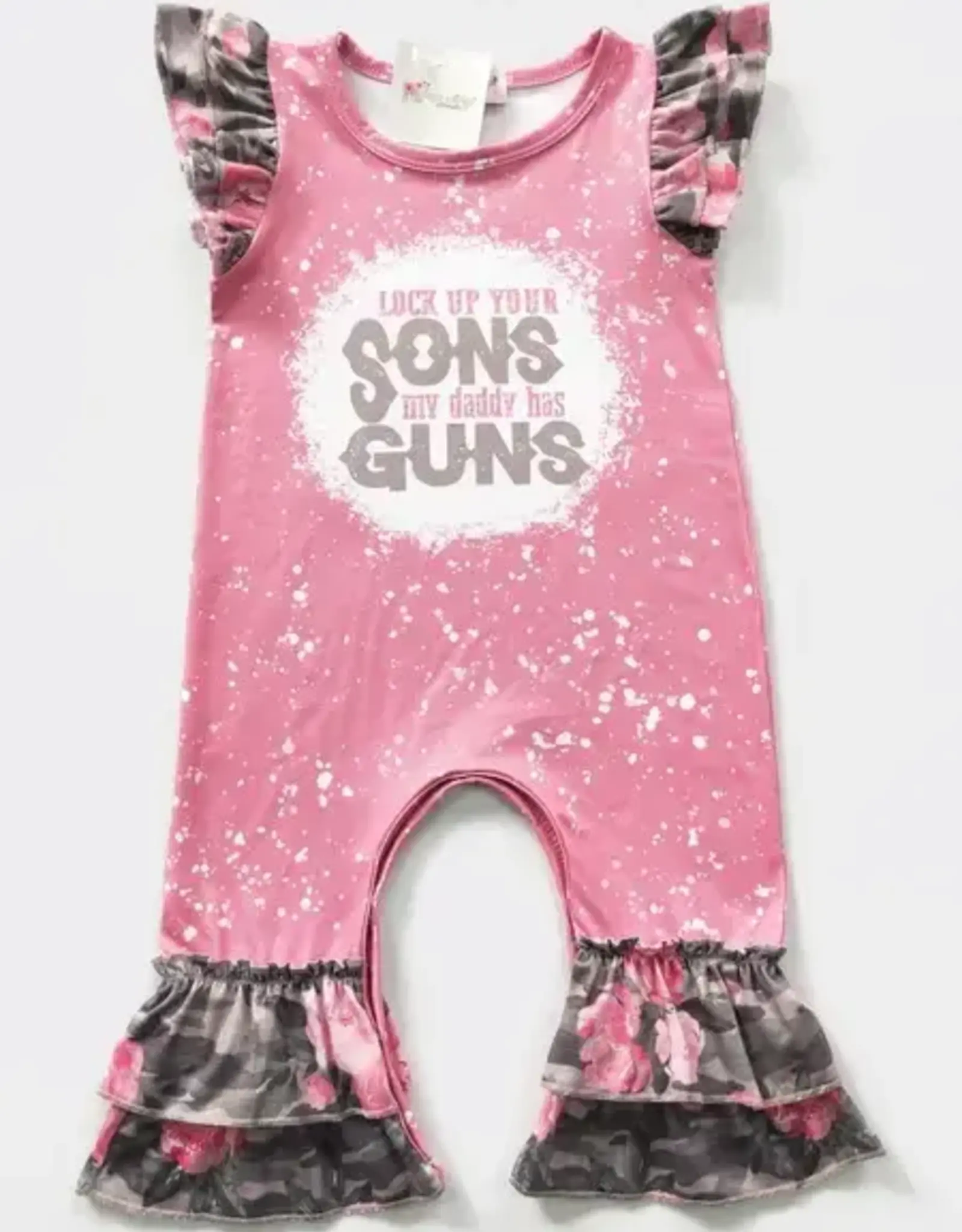 Lock Up Your Sons Rose Camo Infant Girl Romper