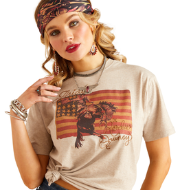 Ariat Womens Ariat Flag Rodeo Quincy Short Sleeve Gold TShirt