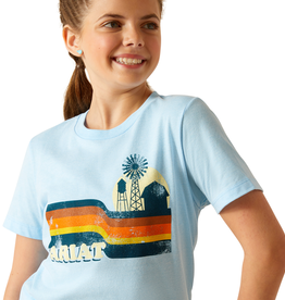 Ariat Girls  Ariat Frost Blue Ranch Scene Short Sleeve T-Shirt