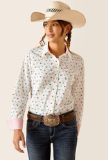 Ariat Womens Ariat White Kirby Steer Garden Long Sleeve Button Western Shirt
