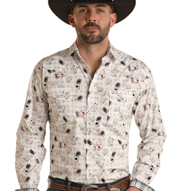 Mens Panhandle Roughstock Two Pocket Playing Cards Long Sleeve Snap Western Shirt