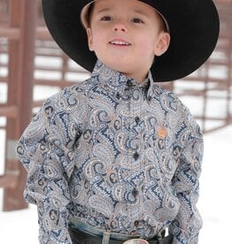 Cinch Boys Infant Cinch Long Sleeve Navy Gold Paisley Western Button Shirt