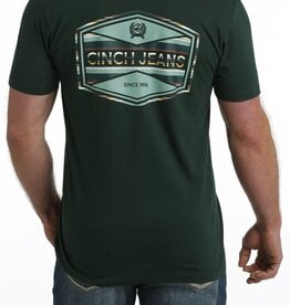 Cinch Mens Cinch Short Sleeve Green Back Logo T Shirt