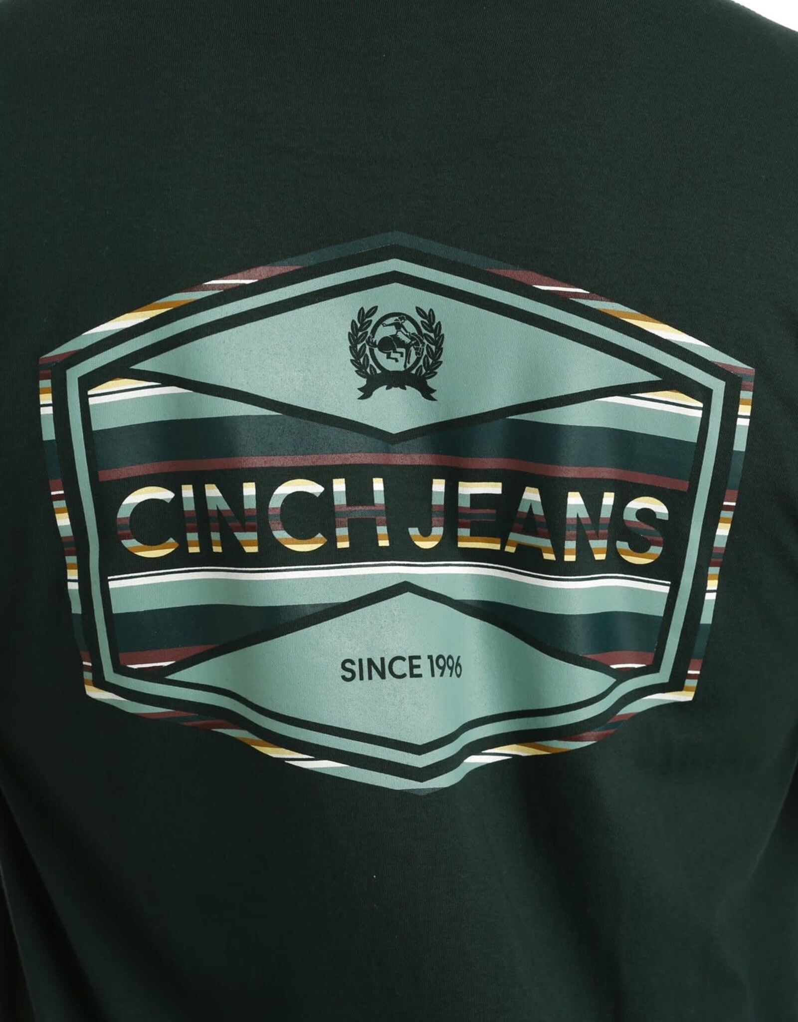 Cinch Mens Cinch Short Sleeve Green Back Logo T Shirt