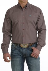 Cinch Mens Cinch Long Sleeve Burgundy Grey Print Western Button Arena Shirt