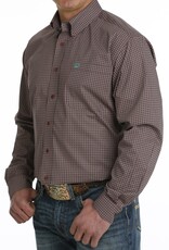 Cinch Mens Cinch Long Sleeve Burgundy Grey Print Western Button Arena Shirt