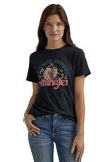 Womens Wrangler Black Long Live Cowboys Short Sleeve T-Shirt