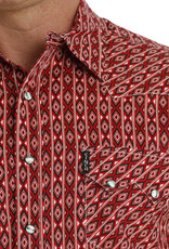 Cinch Mens Cinch Modern Fit Red Southwest Print Two Pocket Long Sleeve Western Snap Shirt