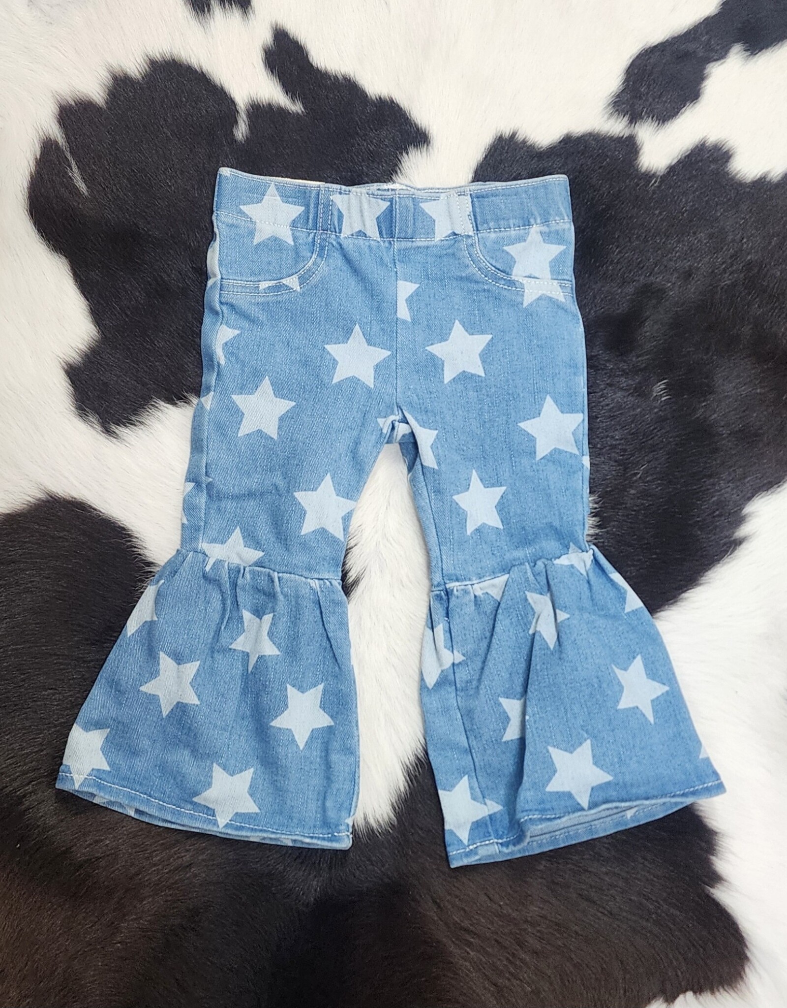 Wrangler Infant Toddler Girls Denim Star Flare Bottom Cowgirl Jeans