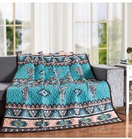 Saguaro Skull Quilt Throw Blanket