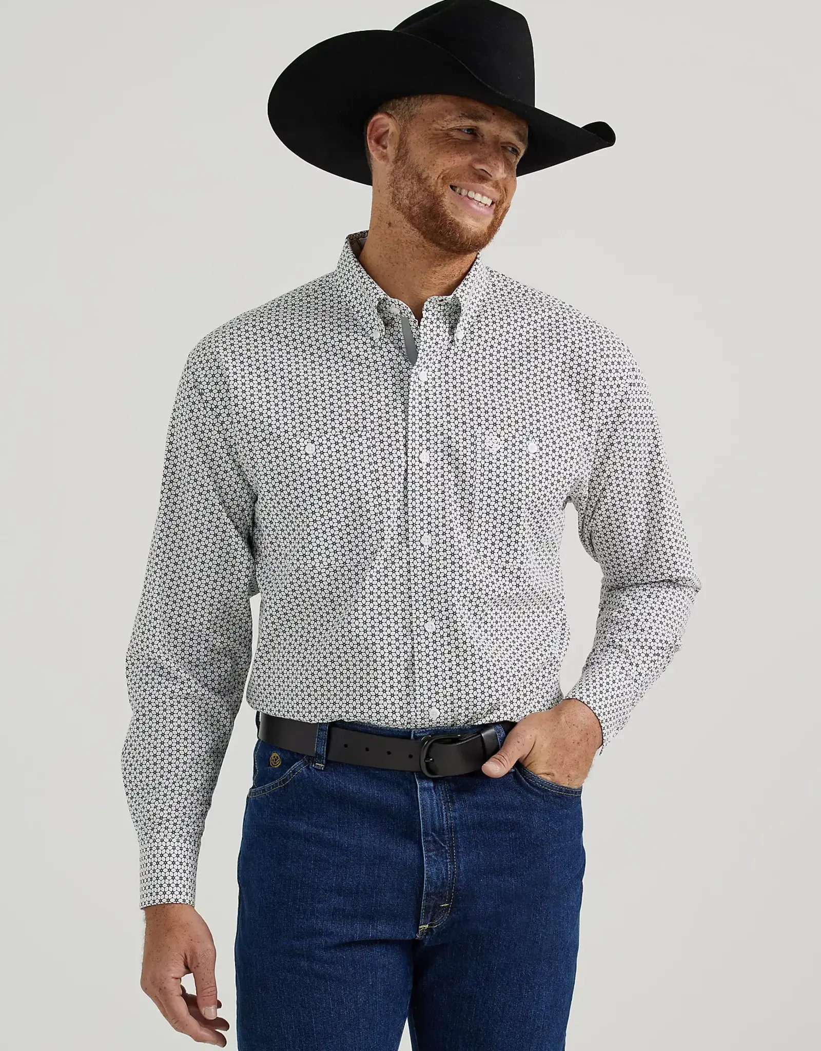 Talls - Mens George Strait Wrangler Stretch Print Button Western Shirt