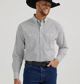 Talls - Mens George Strait Wrangler Stretch Print Button Western Shirt