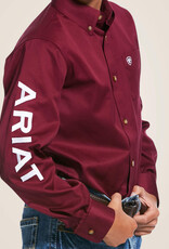 Ariat Boys Burgundy and White Team Logo Twill Classic Fit Western Button Shirt