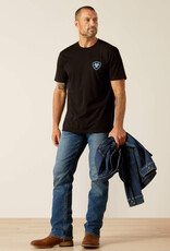 Ariat Ariat Mens Dusty Blue Logo and Barbwire Black Short Sleeve T Shirt