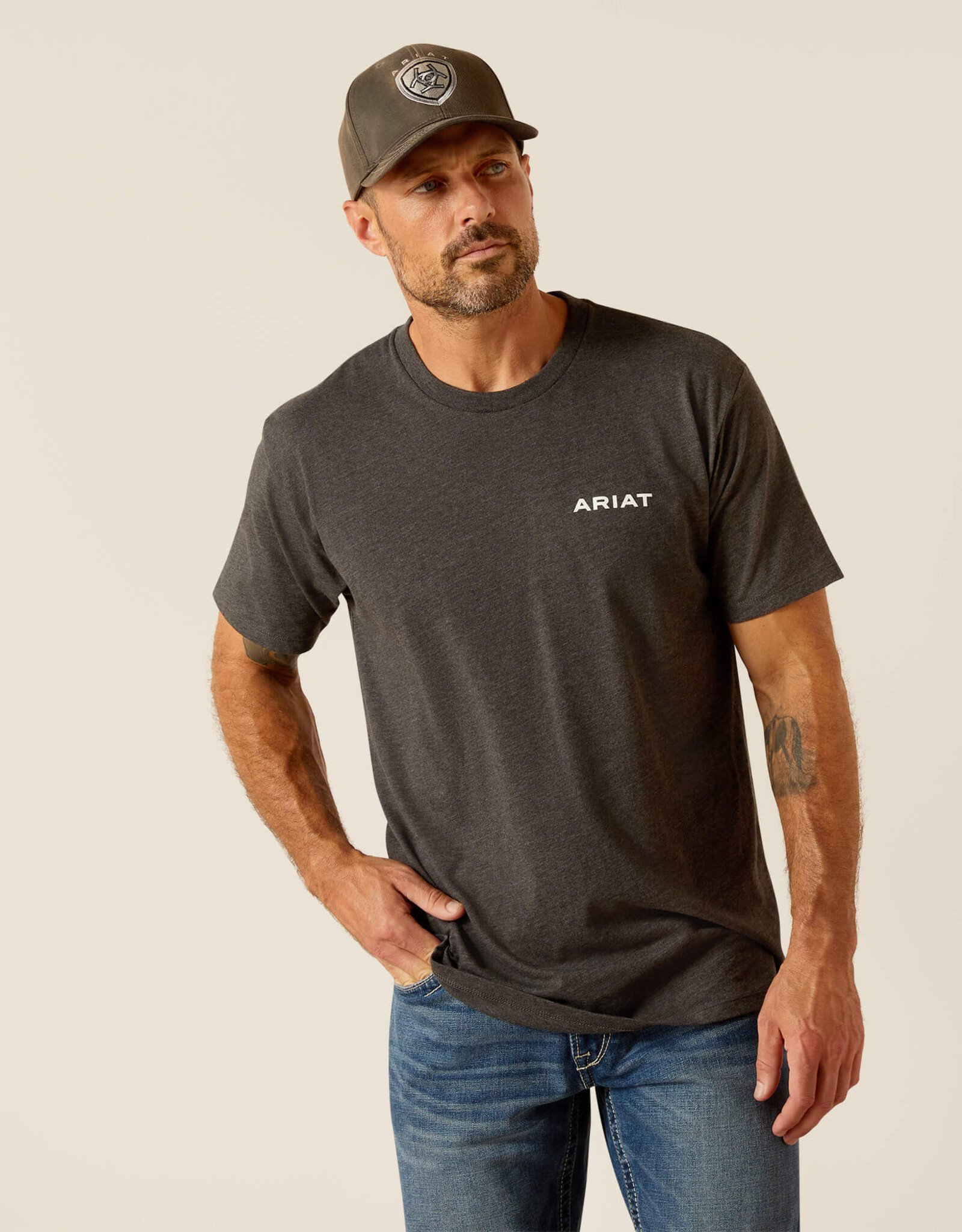 Ariat Ariat Mens Land Of The Free Roundabout Heather Charcoal Short Sleeve T Shirt