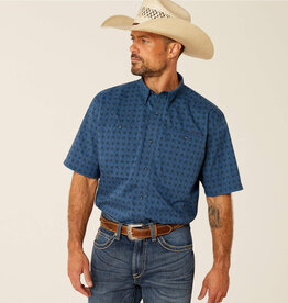 Ariat Ariat Mens Ensign Blue Print 360 Airflow Classic Fit Short Sleeve Western Button Shirt