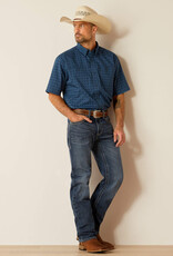 Ariat Ariat Mens Ensign Blue Print 360 Airflow Classic Fit Short Sleeve Western Button Shirt