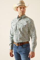 Ariat Ariat Mens Emery Blue Paisley Classic Fit Long Sleeve Western Snap Shirt