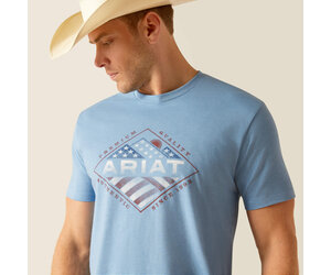 ARIAT MNS SW Box SS Tshrt Camicia Uomo – Adobe Heather – Misto Cotone Leggero 122g