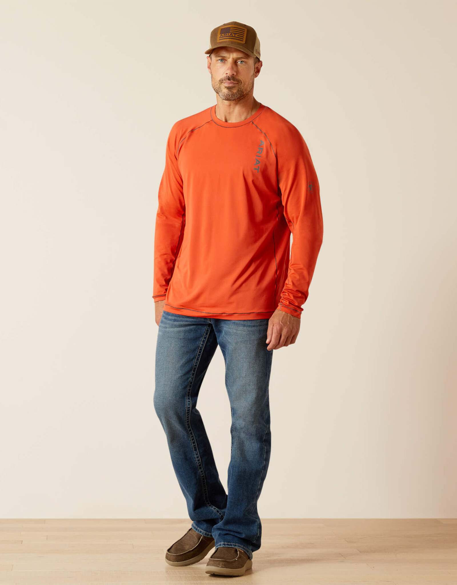 Ariat Ariat Mens Orange 360 Airflow Long Sleeve T Shirt