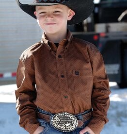 Cinch Boys Cinch Long Sleeve Copper Chocolate Print Western Button Shirt