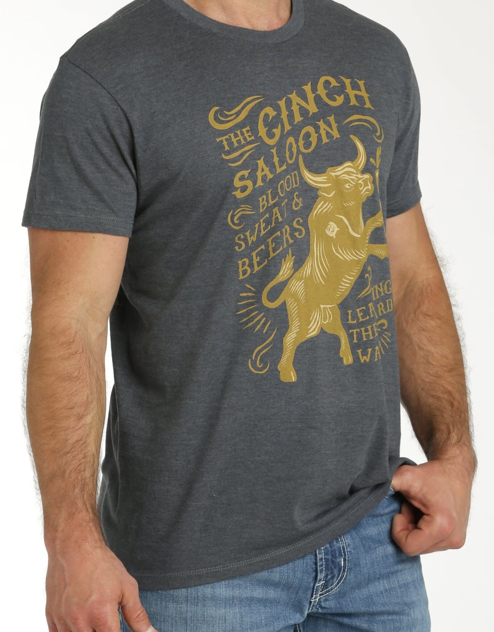 Cinch Mens Cinch Charcoal Short Sleeve Cinch Saloon T Shirt