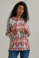 Womens Wrangler Red Aztec Western Print Hooded Lightweight Pullover