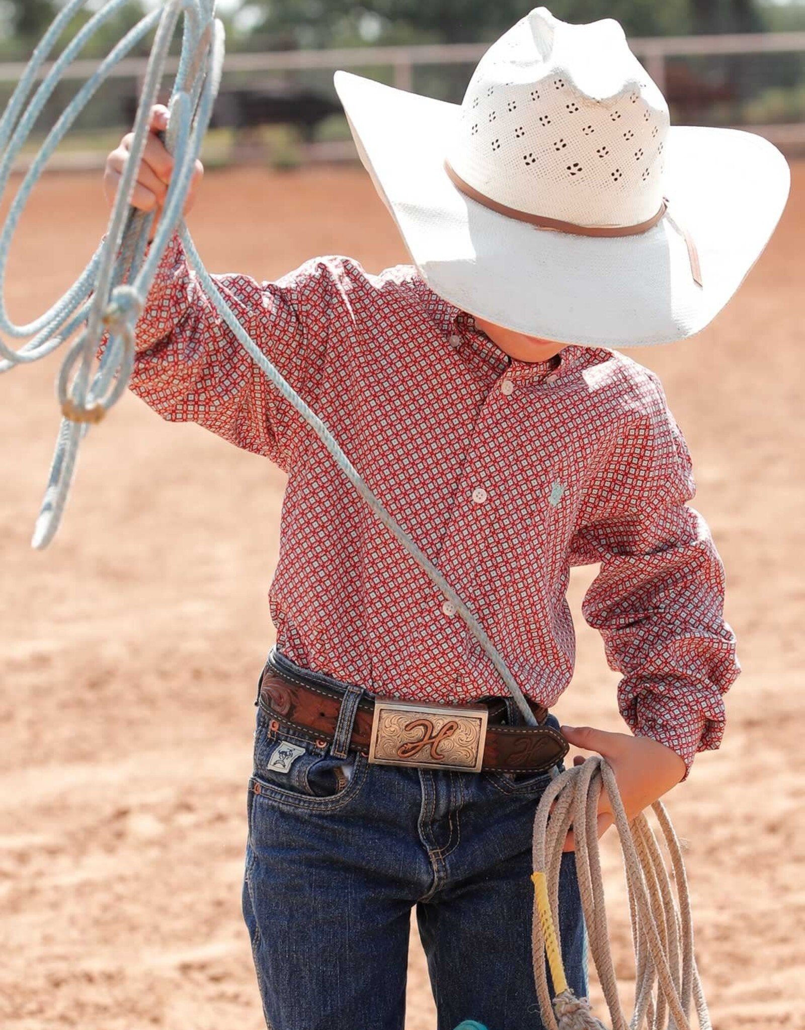 Cinch Boys Cinch Red  Print Long Sleeve Button Western Shirt