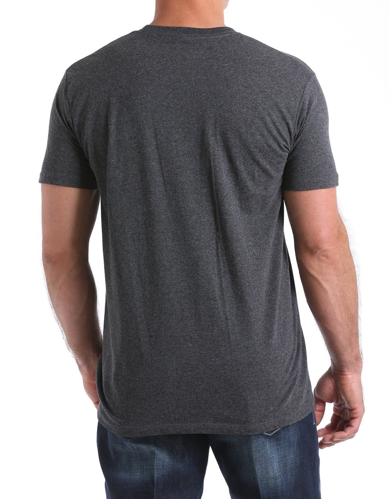 Cinch Mens Cinch Short Sleeve Heather Black  Classic Royal Front Logo T Shirt