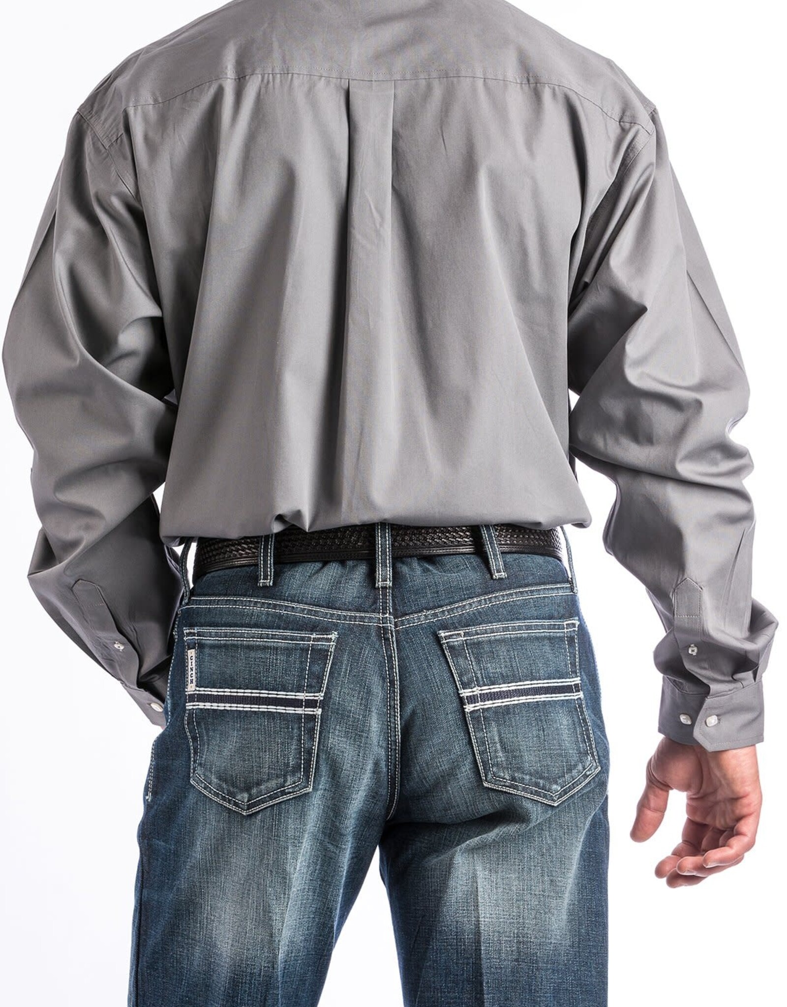 Cinch Mens Cinch Long Sleeve Solid Grey Button Western Shirt