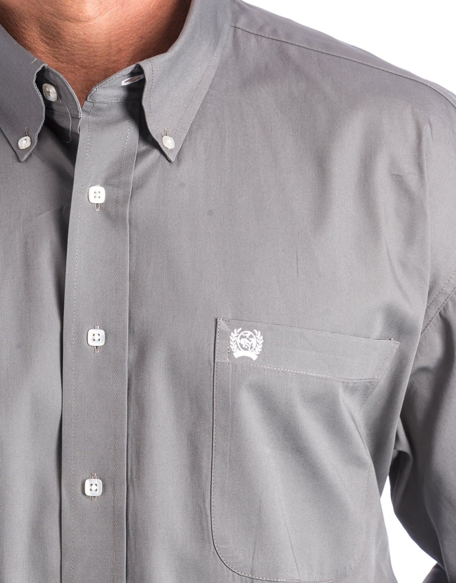 Cinch Mens Cinch Long Sleeve Solid Grey Button Western Shirt