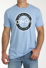 Cinch Mens Cinch Short Sleeve Light Blue Logo T Shirt