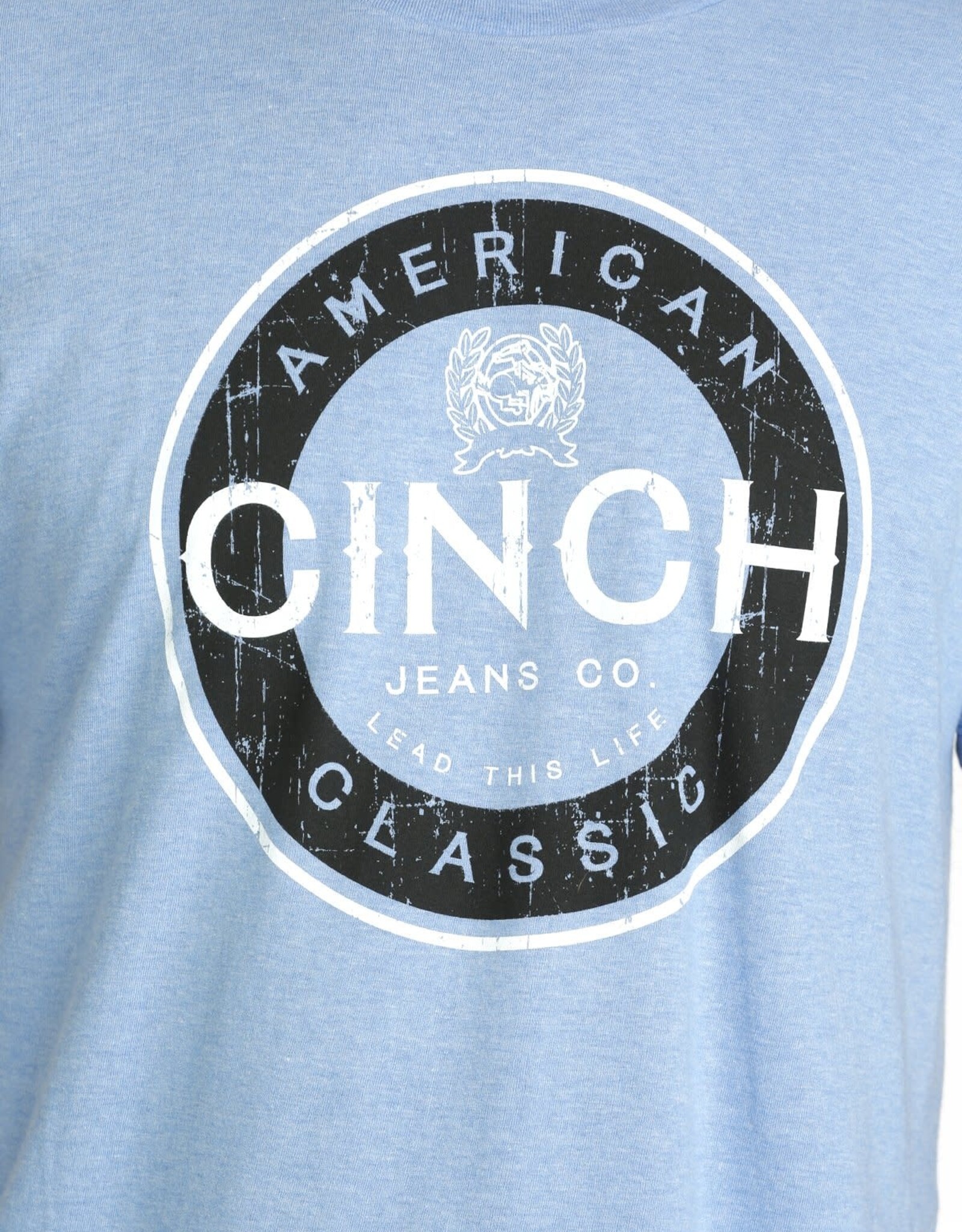 Cinch Mens Cinch Short Sleeve Light Blue Logo T Shirt