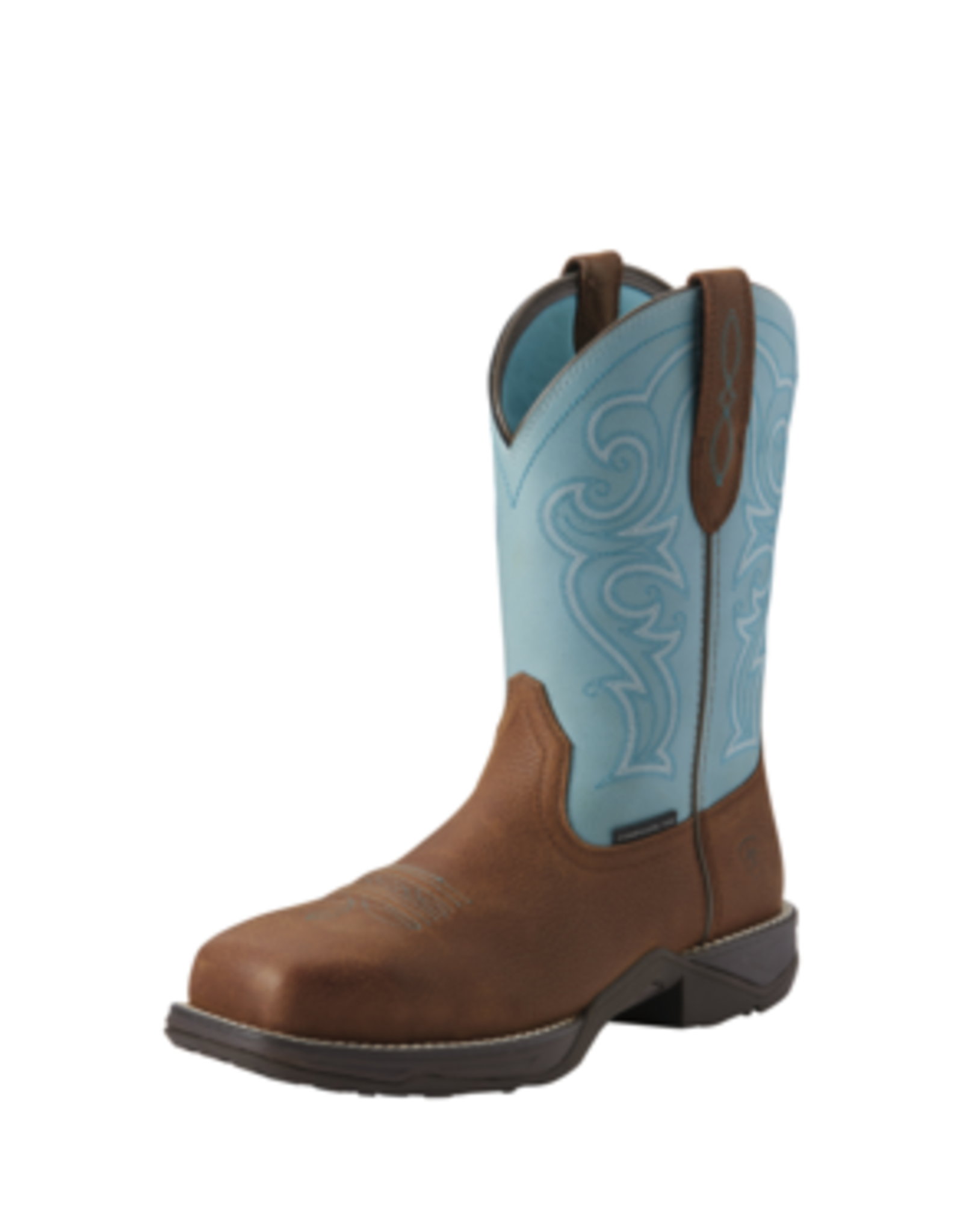 Ariat Ariat Womens Anthem Composite Wide Square Toe Western Boot Latigo Brown Artic Ice Blue