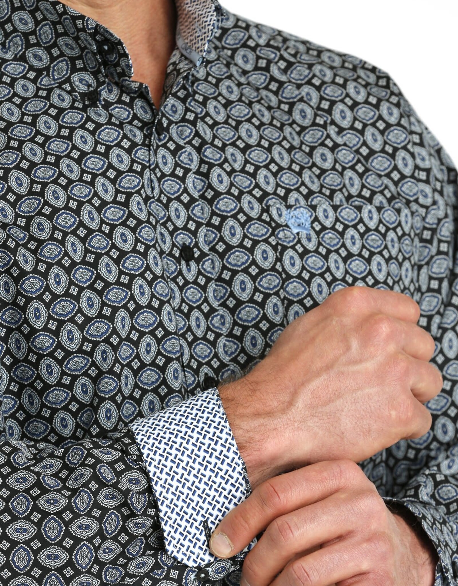 Cinch Mens Cinch Black Royal Medallion Print Long Sleeve Western Button Arena Shirt