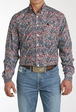 Cinch Mens Cinch Red White Blue Paisley Long Sleeve Western Button Arena Shirt