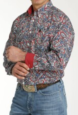 Cinch Mens Cinch Red White Blue Paisley Long Sleeve Western Button Arena Shirt